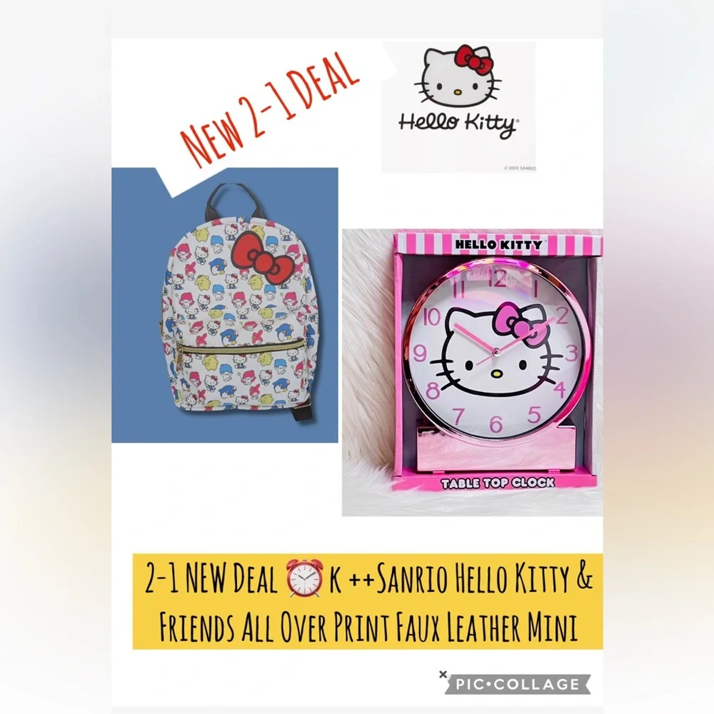 2-1 NEW Sanrio Hello Kitty & Friends backpack Mini ++Kitty desk clock